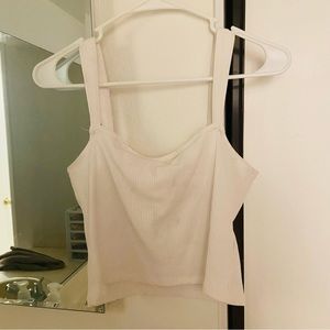 Express White Ribbed Crop Top